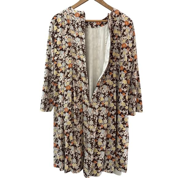 Tory Burch Silk Wool Challis Short Dress Reverie Brown Size 12 - Picture 7 of 11